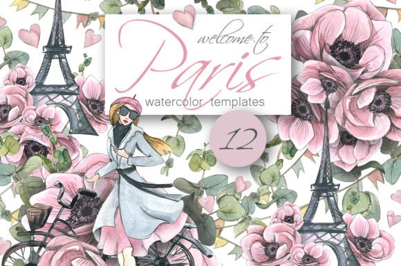 Paris Romantic Watercolor Templates: Infusing Your Projects with Timeless Parisian Charm